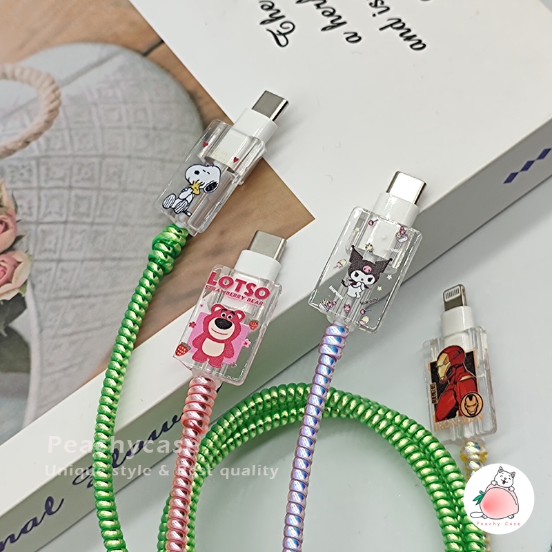Phụ Kiện Bảo Vệ Dây Cáp Sạc USB Type-C Android Bằng Nhựa Trong Suốt Hình Chuột Mickey Dễ Thương Thông Dụng