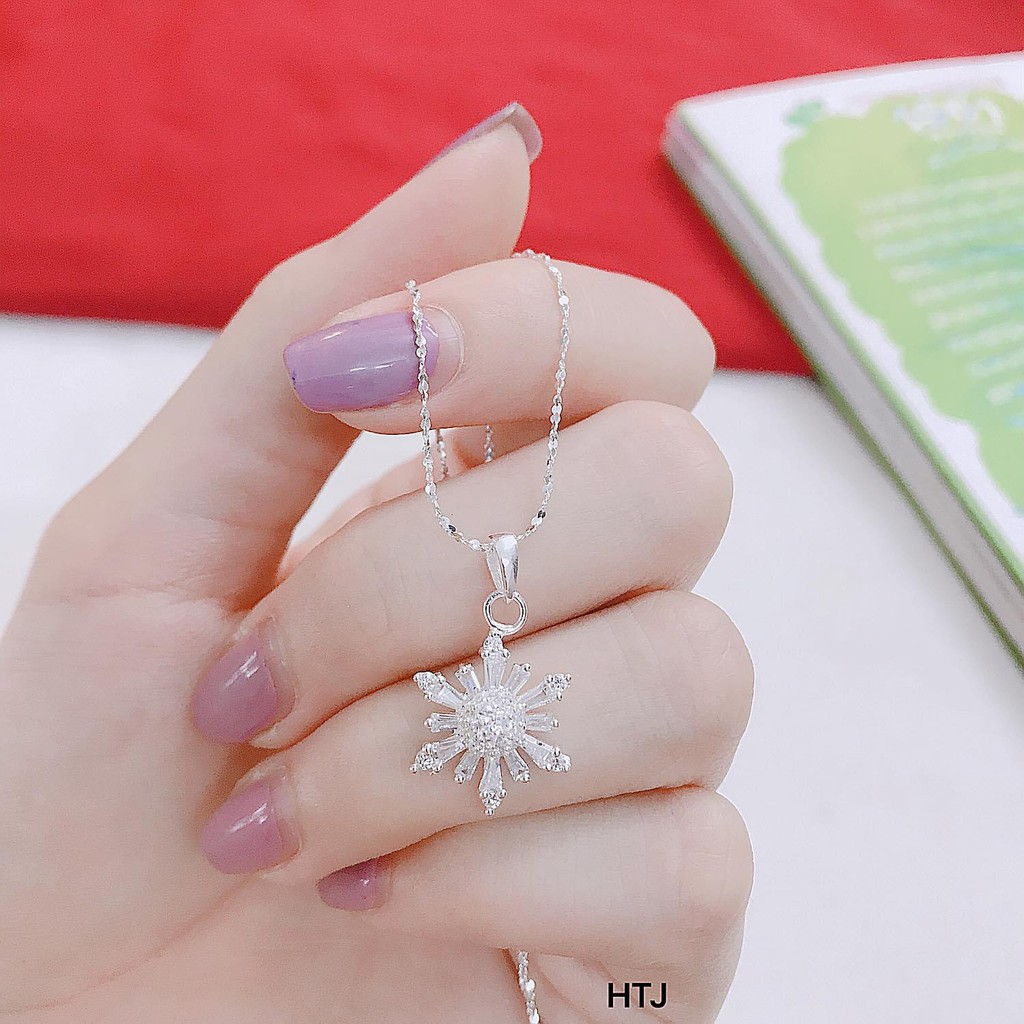 Dây chuyền nữ bạc thật mặt hoa tuyết gắn đá sang chảnh LINH MIU SILVER
