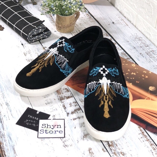 Giày slipon nam thêu cánh xanh đỏ (free ship) đế cao su | BigBuy360 - bigbuy360.vn