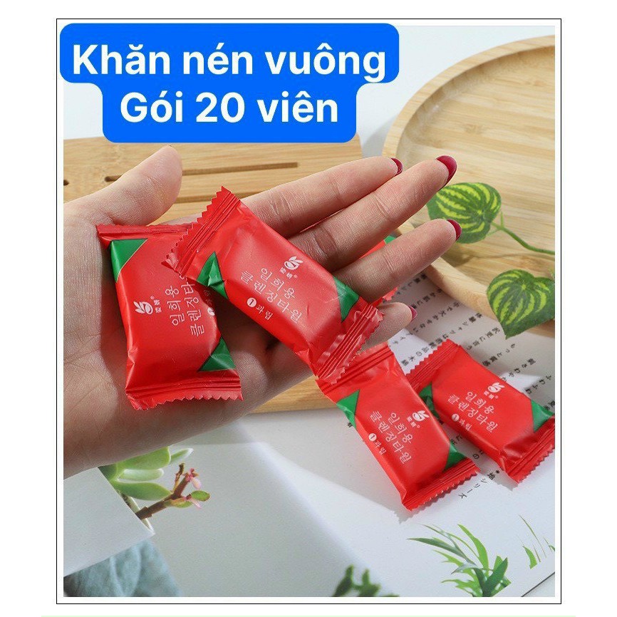 Túi 20 Khăn Nén Dạng Viên Hàn Quốc, Hút Ẩm Cực Cao,Tiện Lợi Bỏ Túi