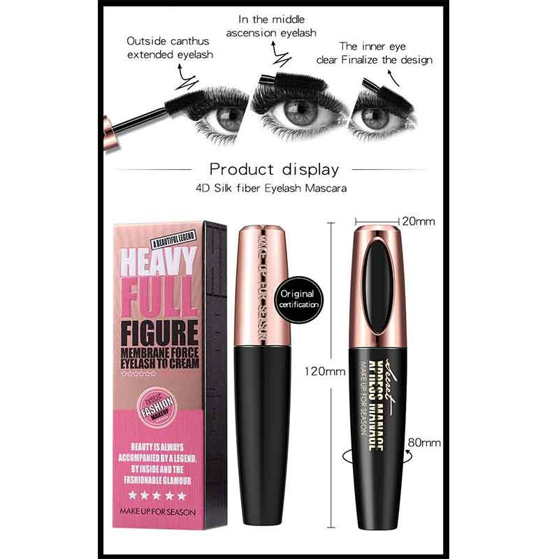 Mascara đen sợi tơ 4D chuốt dài mi chống thấm nước lâu trôi