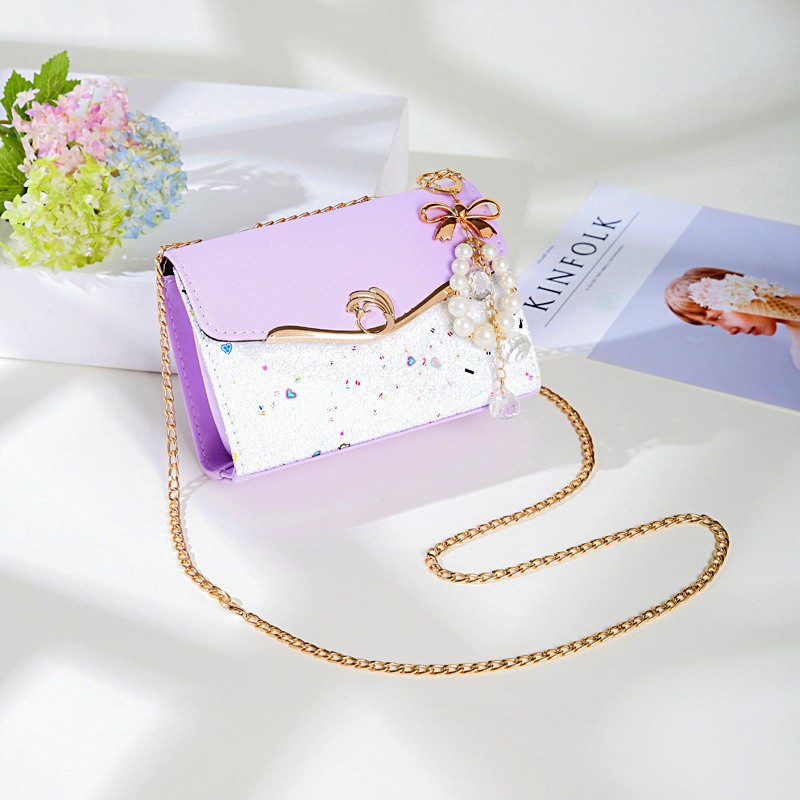 Túi Đeo Chéo Nữ Da Mềm Dễ Thương Khóa Gài T31 Tím Hoa Sim