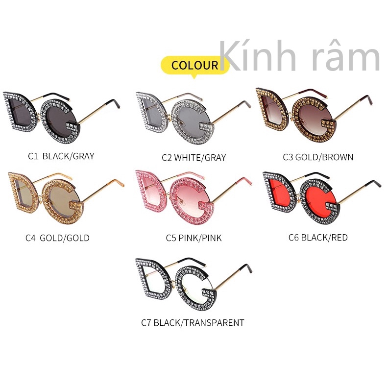 Kính mát gọng vuông đính đá thời trang cho nữ