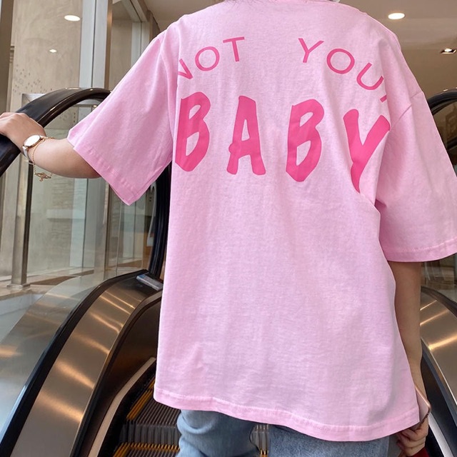 Áo thun phông PINK tay lỡ form rộng BABY Unisex