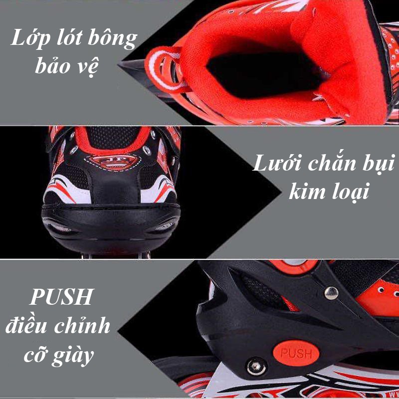 Giày patin Giày trượt patin Trẻ Em Người Lớn Cao Cấp Kèm Bộ Bảo Hộ (chân, tay, mũ) TB122