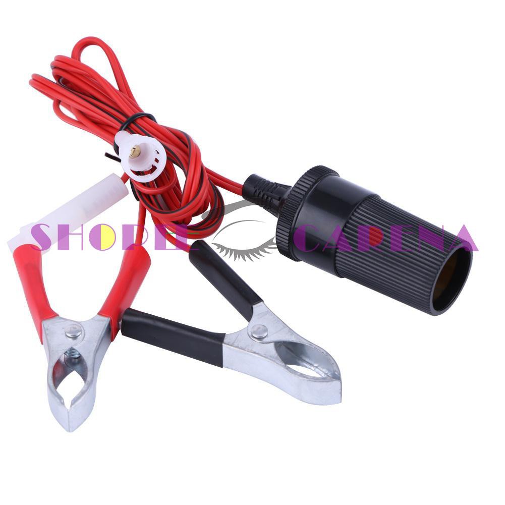 Female Car Cigarette Lighter Power Socket to Battery Clip-On Crocodile Clip