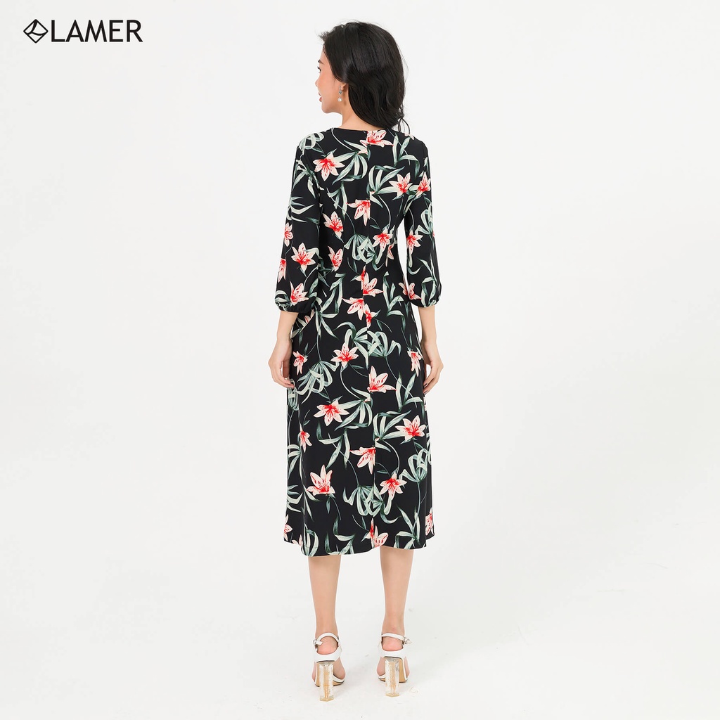 Đầm Xòe LAMER Cổ Tròn Thiết Kế Tay Bồng L63L20Q015