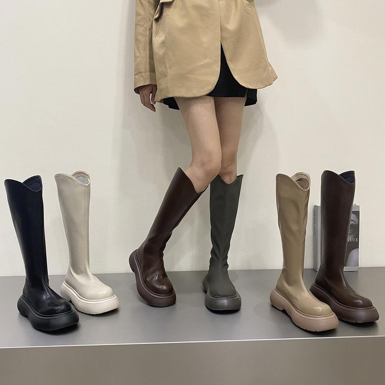 Giày bốt Martin cao gót mũi tròn phối khóa kéo thời trang cho nữ | BigBuy360 - bigbuy360.vn