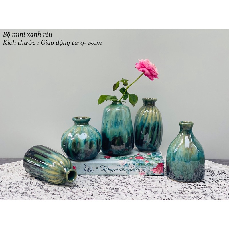 Lọ hoa, bình cắm hoa mini decor gốm sứ bát tràng cao cấp men hoả biến