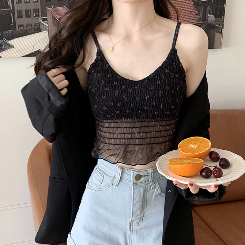 Áo Hai Dây Phối Ren Có Mút Đệm Ngực Hở Lưng Thời Trang Quyến Rũ Cho Nữ