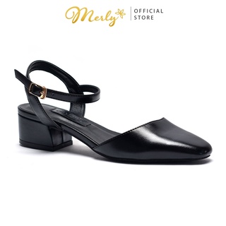 Giày xăng đan gót thấp bít mũi merly 1400, giày sandal nữ big size