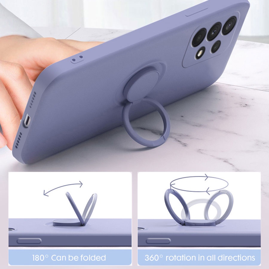 Ốp Điện Thoại Silicon Mềm Chống Sốc Kèm Móc Xỏ Ngón Nam Châm Cho Samsung Galaxy A12 A22 A32 A42 A52 A72 M12 A52S