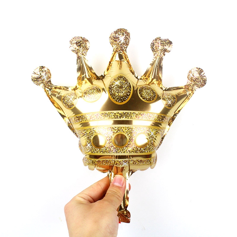 Bong bóng lá nhôm hình vương miện mini màu vàng trang trí tiệc cưới/sinh nhật
