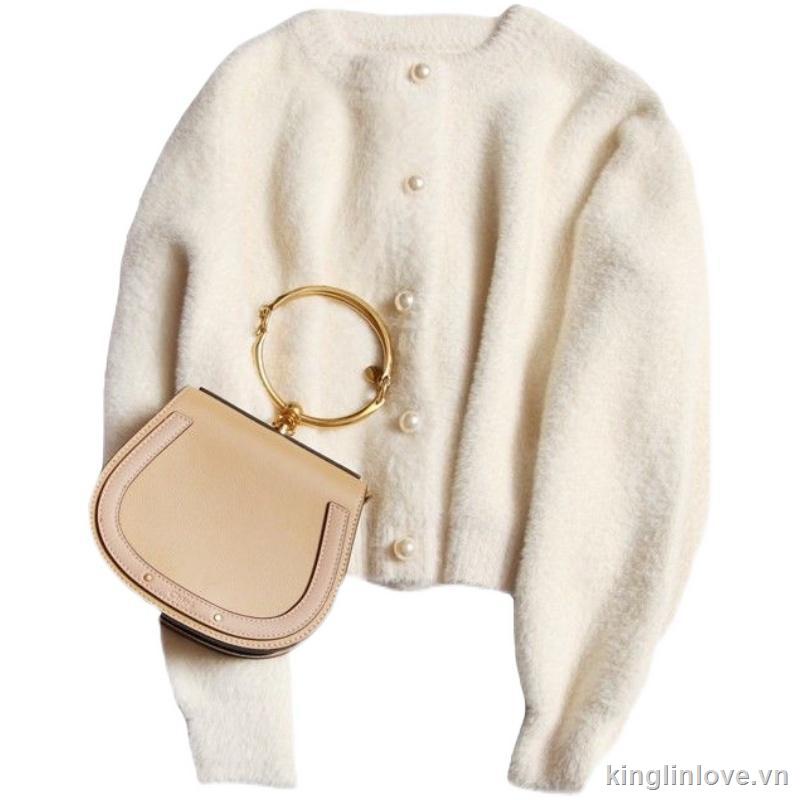 ❤Nước hoa miễn phí❤Áo Khoác Cardigan Dệt Kim Phối Nút Ngọc Trai Thiết Kế Mới Thời Trang