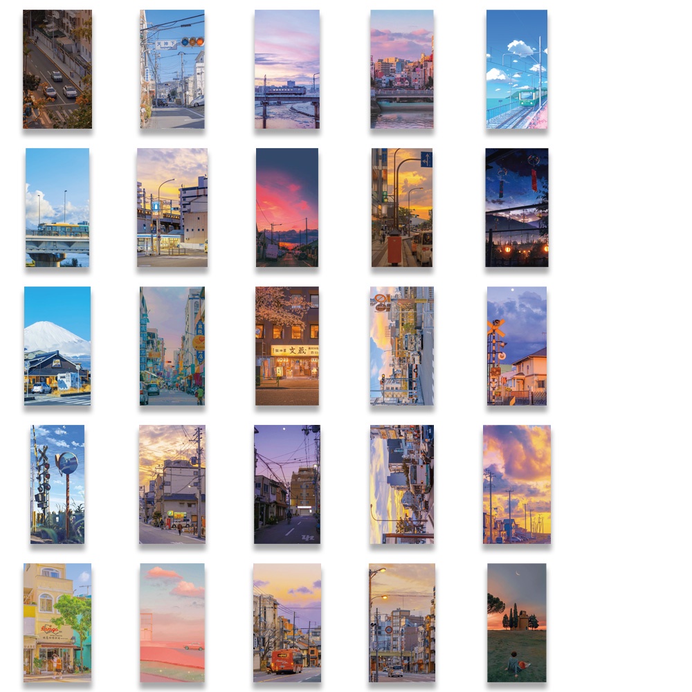 Set 55 Miếng Dán Họa Tiết Hoạt Hình Dễ Thương Dùng Để Trang Trí Nhật Ký / Điện Thoại / Laptop / Ghi Ta