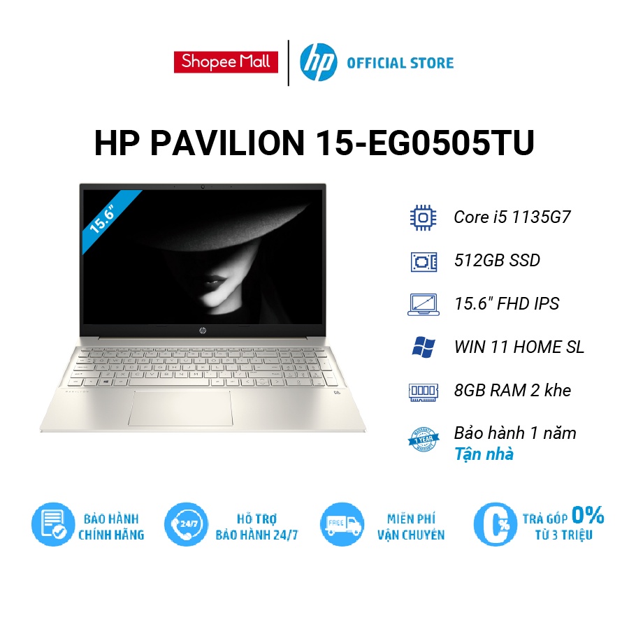 [Mã ELHP128 giảm 12% đơn 10TR] Laptop HP Pavilion 15-eg0505TU 46M02PA | i5-1135G7| 8GB RAM |512 SSD| 15.6"FHD |Win11