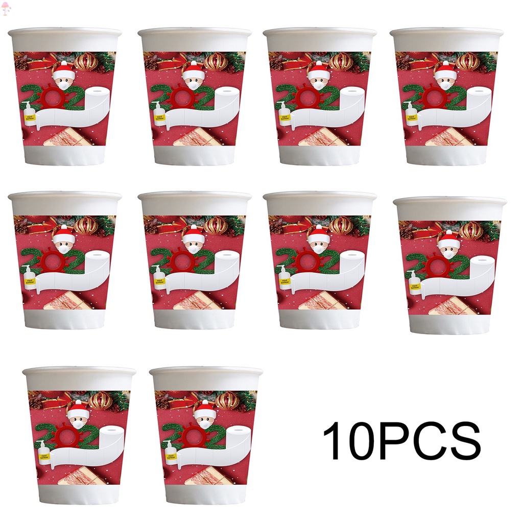 LL 10PCS Christmas Paper Cups Christmas Decorations for Home Santa Disposable Cup New Year Party Table Decor