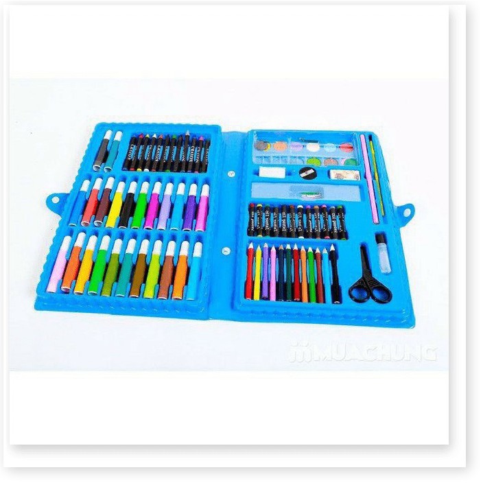 [FREESHIP]  Bộ Bút Tô Màu 86 chi tiết cho bé tập vẽ-gồm màu dạ, màu sáp, chì màu, phụ kiện. kéo, tẩy, thước