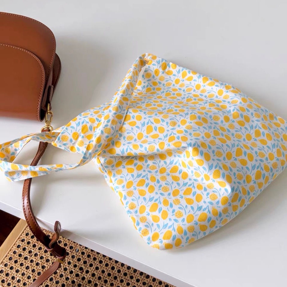 Túi vải canvas phong cách hàn quốc hoa túi tote nữ  mùa hạ