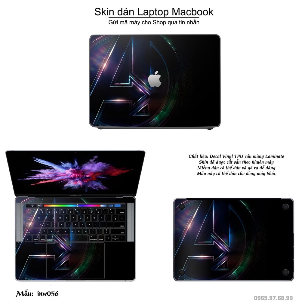 Skin dán Macbook mẫu Inifinity War (đã cắt sẵn, inbox mã máy cho shop)