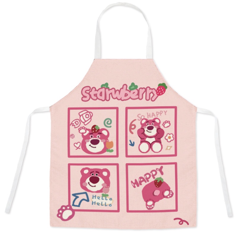 Tạp Dề Chống Thấm Nước In Họa Tiết Hoạt Hình Gấu Dâu Tây Dễ Thương Tiện Lợi Cho Gia Đình/ Làm Việc Nhà Hàng