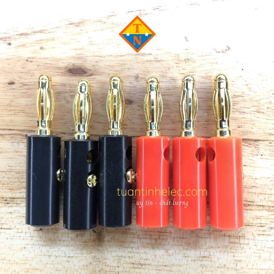 Đôi giắc bắp chuối đực 4mm loại thường mạ vàng (1 đen + 1 đỏ) # phụ kiện âm thanh