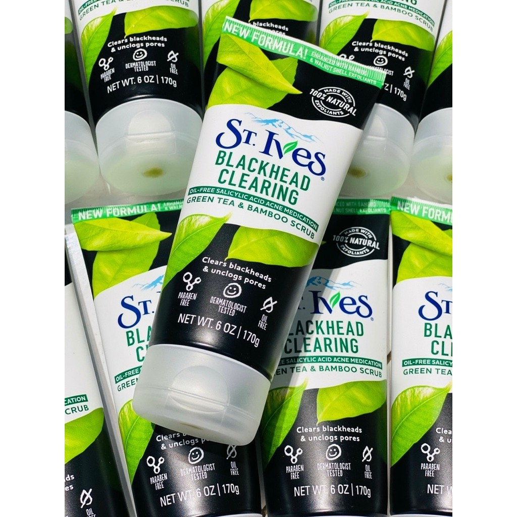 Tẩy Da Chết Làm Sạch Mụn Đầu Đen Chiết Xuất Trà Xanh St.Ives Blackhead Clearing Green Tea Scrub 170g | BigBuy360 - bigbuy360.vn