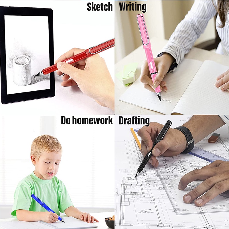 Bút Chì Kẻ Vô Hạn Lâu Trôi Có Thể Tái Sử Dụng Kèm Gôm Tẩy Tiện Dụng Cho Học Sinh