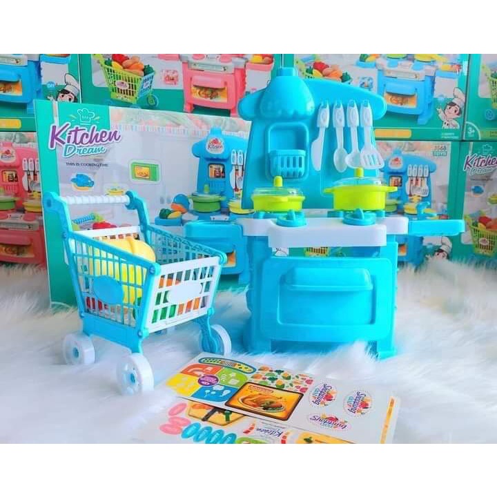 Bộ đồ chơi NHÀ BẾP kèm xe đẩy KITCHEN DREAM nhiều chi tiết cho bé