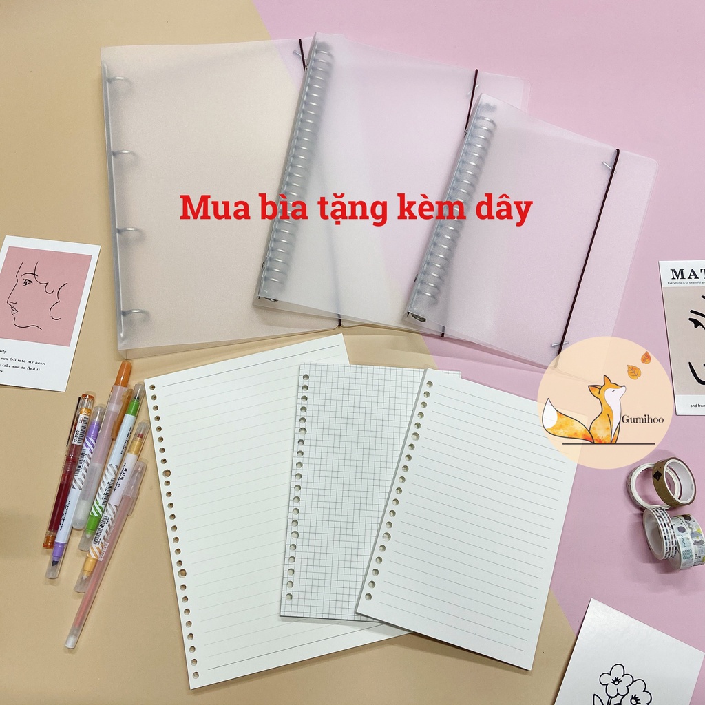 [ẢNH CHỤP THẬT] Bìa sổ còng binder nhựa cứng khổ A5-20 Lỗ/ B5-26 Lỗ phụ kiện sổ planner Bullet journal