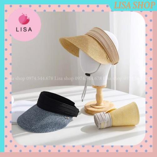 Mũ cói , Nón cói hở đỉnh đầu chống nắng thời trang phong cách hè 2021, mẫu M9 Lisa Shop