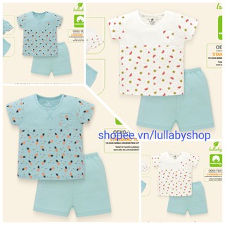 Bộ cộc tay bé trai Lullaby can ngực NH02B, bộ cài vai cotton cao cấp new 2020