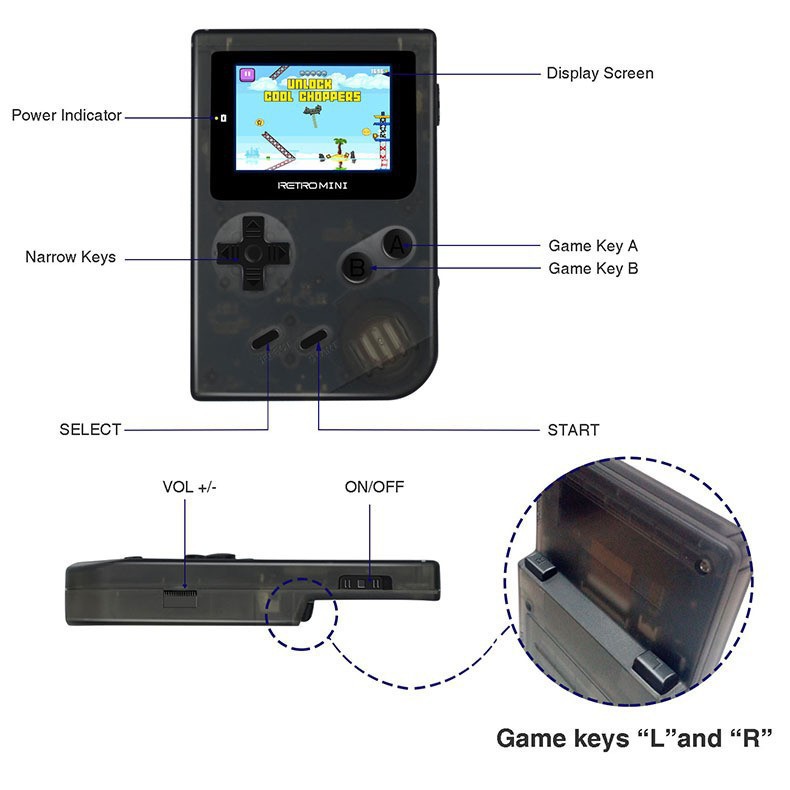 Máy chơi game Retro mini chạy được GBA GBC GB - Có thể chép thêm game