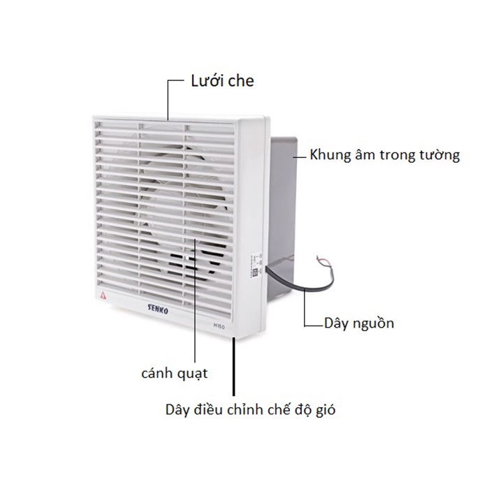 Quạt hút mùi gắn tường Senko H250  - Hút 2 chiều thông gió - Lượng gió 42m3/min - Hàng chính hãng - BH 1 năm