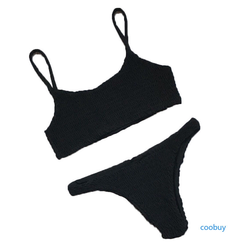 Set bikini kiểu vải nhún màu trơn gợi cảm cho nữ | BigBuy360 - bigbuy360.vn