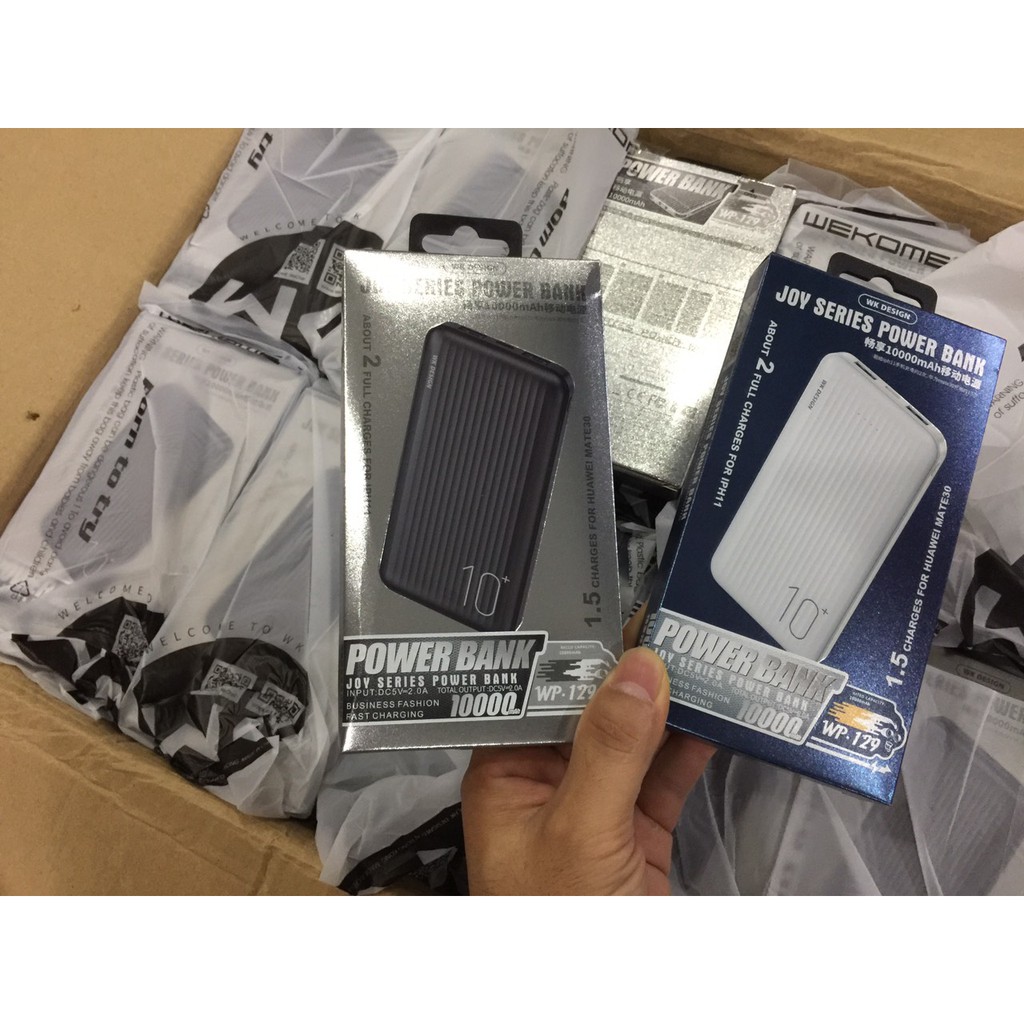 Sạc Dự Phòng WK WP-129 10000 mAh - Pin Sạc Dự Phòng Chính Hãng tích hợp 2 cổng Micro Và 1 cổng Type -C - Fox Store