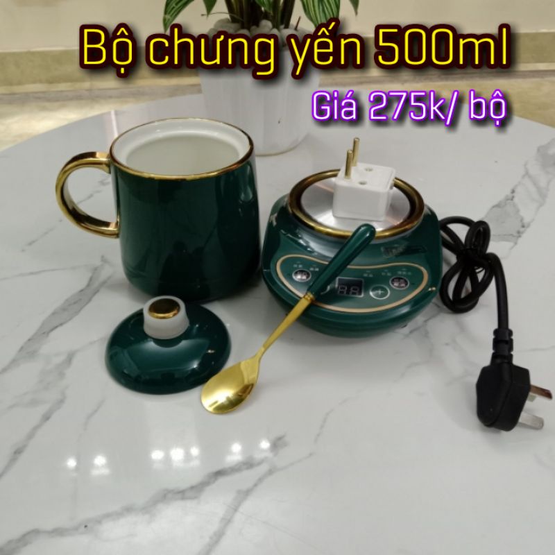 Bộ cốc chưng yến hầm nấu ninh đa năng 500ml 600ml 800ml bằng sứ đế điện