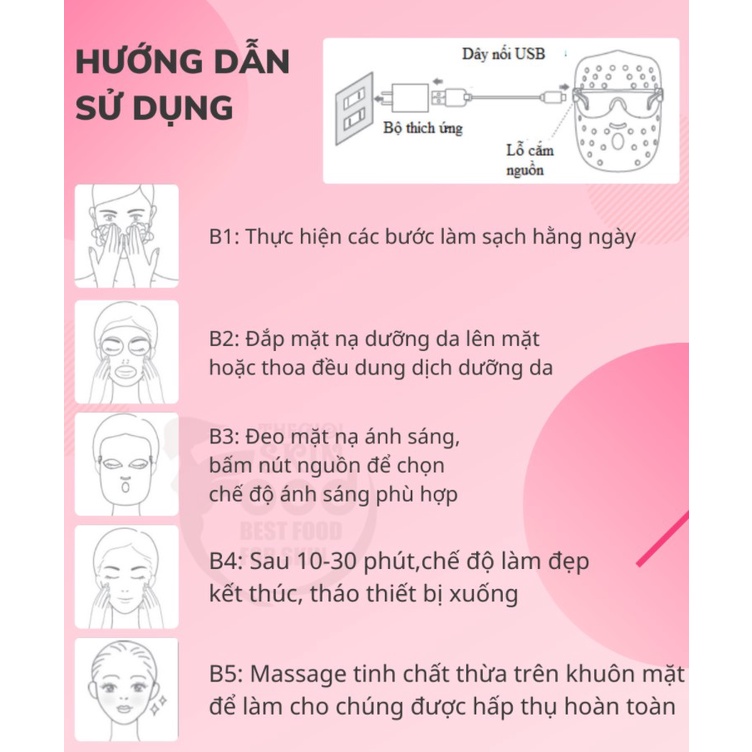 Mặt Nạ Ánh Sáng Dưỡng Trắng, Hỗ Trợ Giảm Mụn, Chống Lão Hóa Da Bibury Skin Therapy