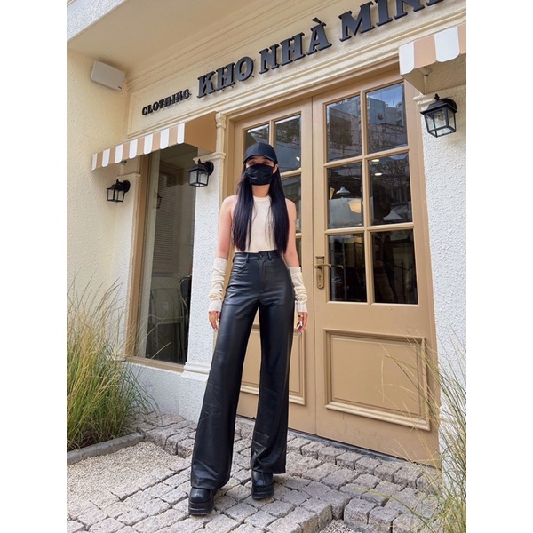 QUẦN DA DÀI SIÊU ĐẸP C2167 ÁO CROPTOP HAI DÂY