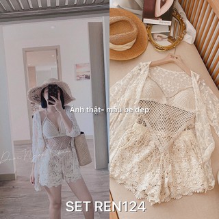 SET REN ĐI BIỂN 3 MÓN REN ĐAN QUẢNG CHÂU CỰC HOT SET REN124