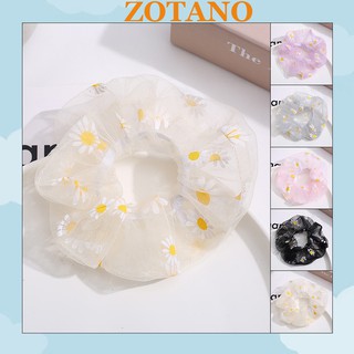 Dây buộc tóc scrunchies hoa cúc hàn quốc, chun búi tóc vải hot trend SC02