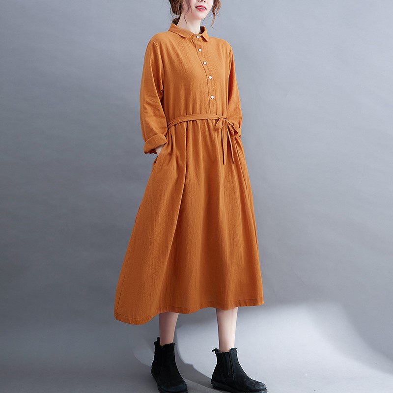 Đầm babydoll dáng dài qua gối, Đầm bigsize cho người mập bụng da185