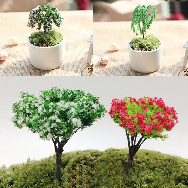 1 x Mini Sakura Willow Tree Plants Dollhouse Ornament Fairy Garden Home Décor