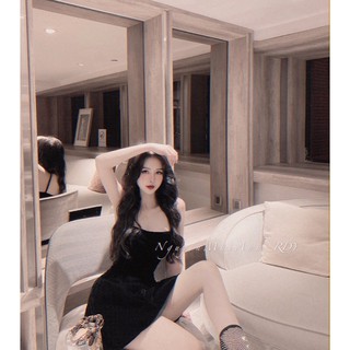 set váy nhung kèm khoác
