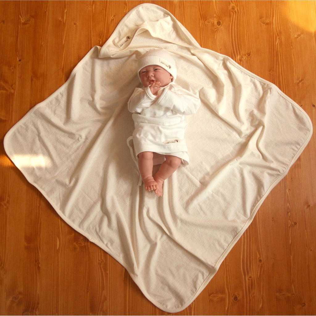 JOHN N TREE Khăn quấn bé có nón organic cotton