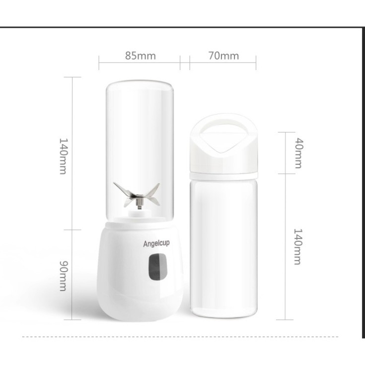Máy xay sinh tố cầm tay bình thủy tinh 6 lưỡi sạc pin kèm dây sạc