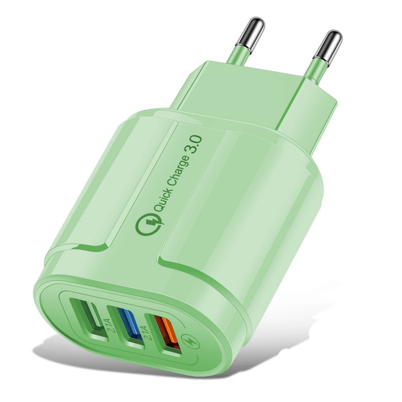 Bộ sạc nhanh 3 cổng USB/ 5V 2.4 A màu sắc macaron