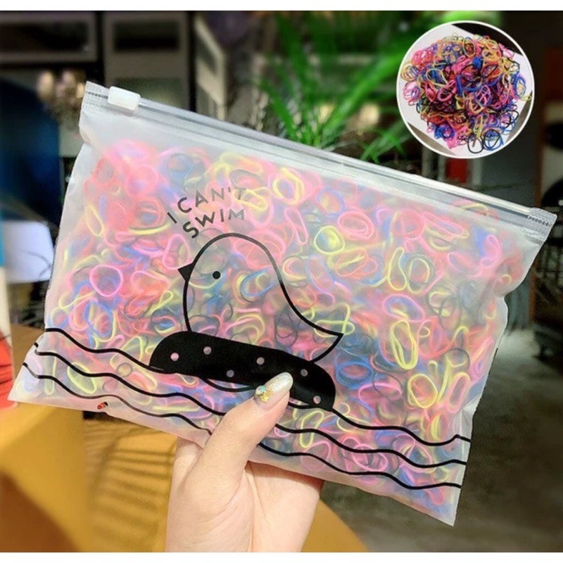 Combo 1000 chun buộc tóc mix màu có túi Zip xịn sò