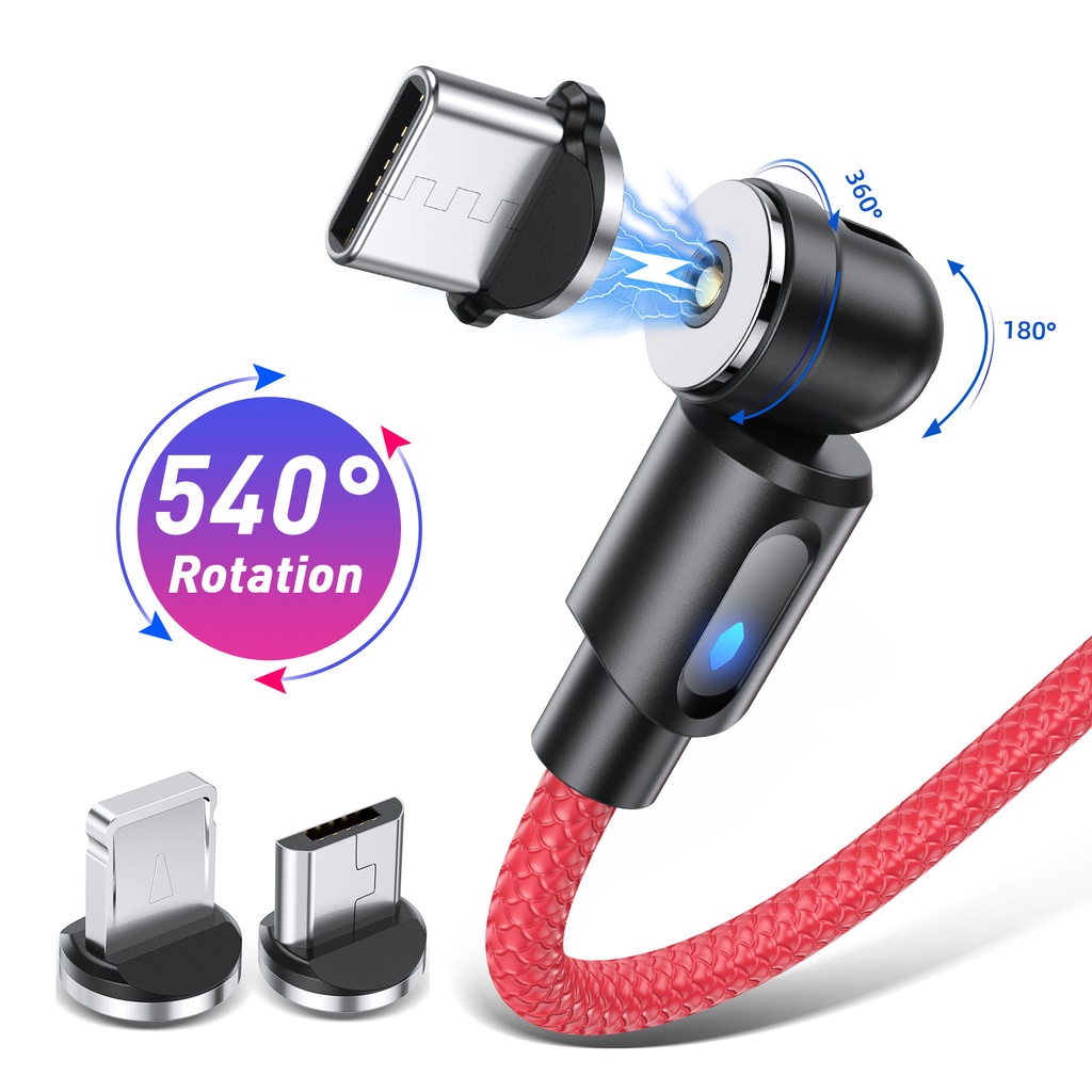 Dây Cáp Sạc Có Nam Châm Xoay 540 Độ Cho Apple Android Type C