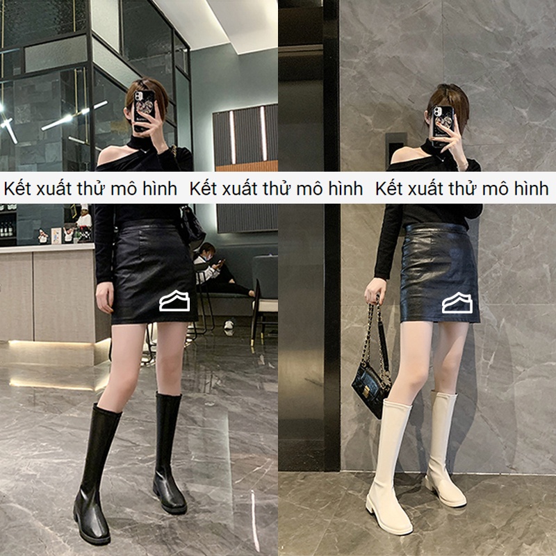 Bốt mũi tròn，bốt thời trang nữ ，giày boot cổ cao，boots nữ cao cổ，Giày Bốt Đế Bằng Mũi Tròn Có Khóa Kéo Phong Cách Anh Quốc Thời Trang Xinh Xắn Cho Nữ